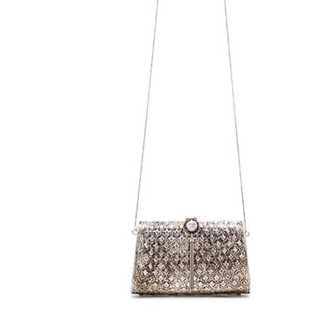 from st xavier ~ silver metal crossbody zara FSX clutch